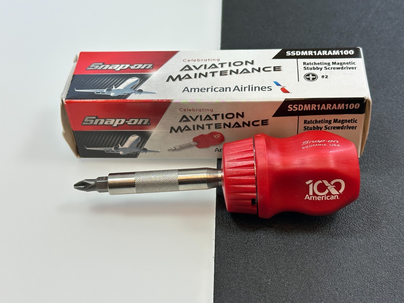 Snap-on USA American Airlines AMT 2026 Stubby Magnetic Ratcheting Screwdriver
