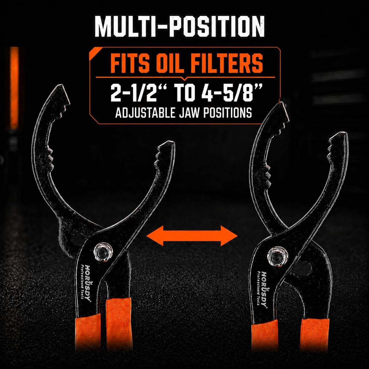HORUSDY 12″ Adjustable Oil Filter Pliers, Orange