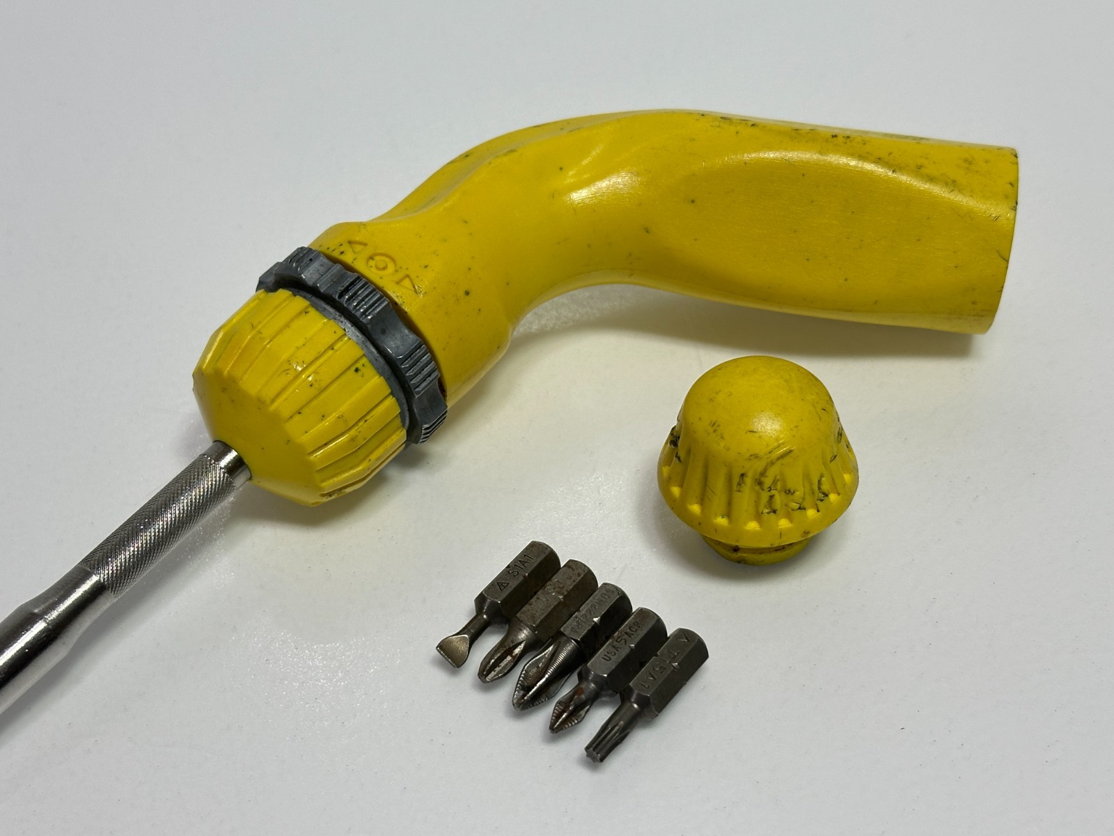 🇺🇸 Snap-On Tools USA SSDMRE4 Pistol-Grip YELLOW Ratcheting Screwdriver w/ Bits