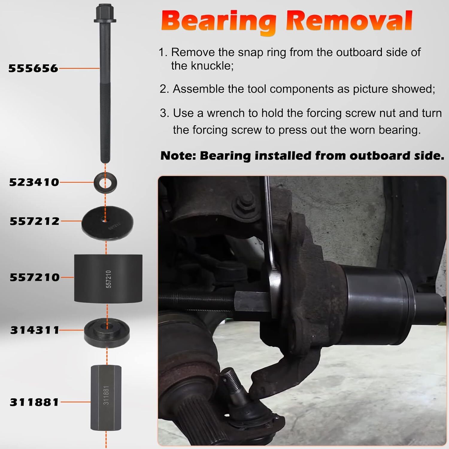 6575 Hub Grappler Kit for Vehicle Wheel Hub and Bearing Installation & Removal