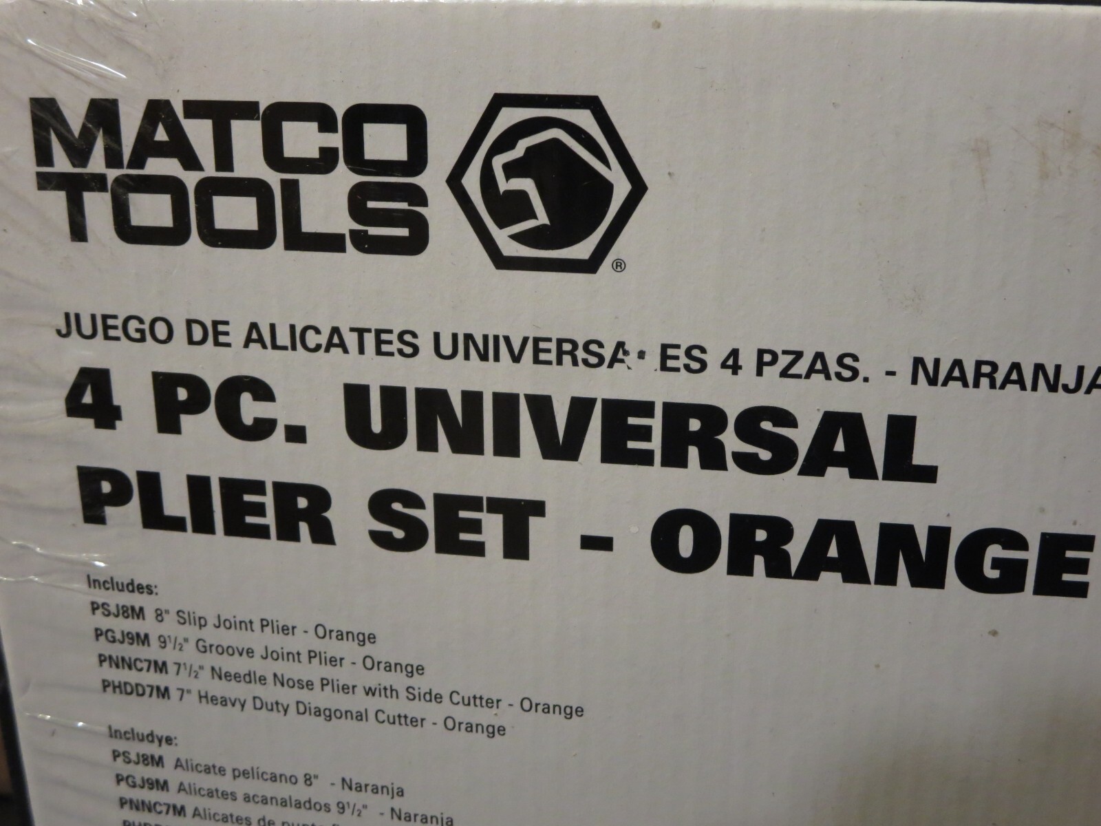 Matco SPU4M 4Pc. universal Pliers Set Orange w/tray New