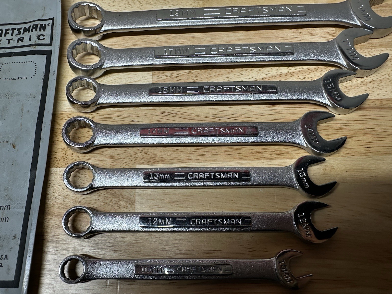 Craftsman USA 8-19mm Metric Wrench Set 4291 9 Piece Missing 6mm