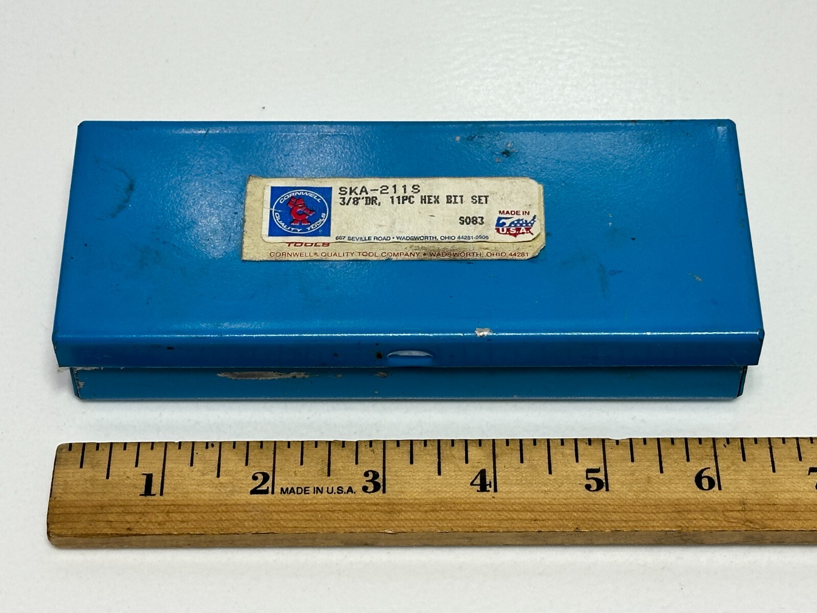 Cornwell Tools USA SKA-211S 3/8” Drive 11pc SAE Hex Bit Set in Blue Metal Case