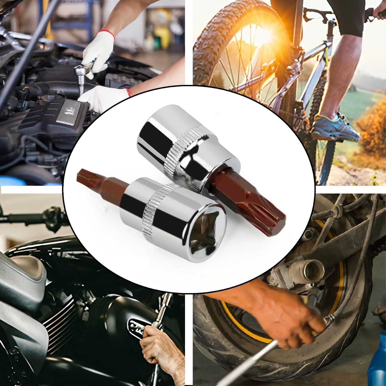 3PCS 3/8″ Drive T30 Torx Bit Socket, S2 Steel Bits, T30, Silver, Dark Red