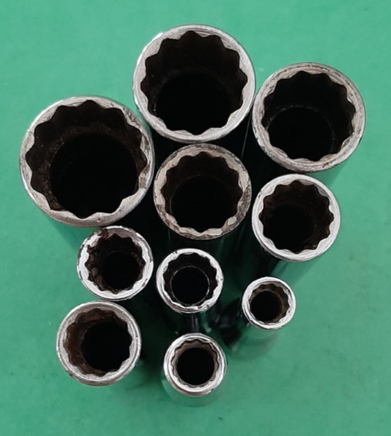 10pc Snap-on Tools USA 1/4″ Drive SAE Deep 12pt POINT Chrome Socket Set READ!!