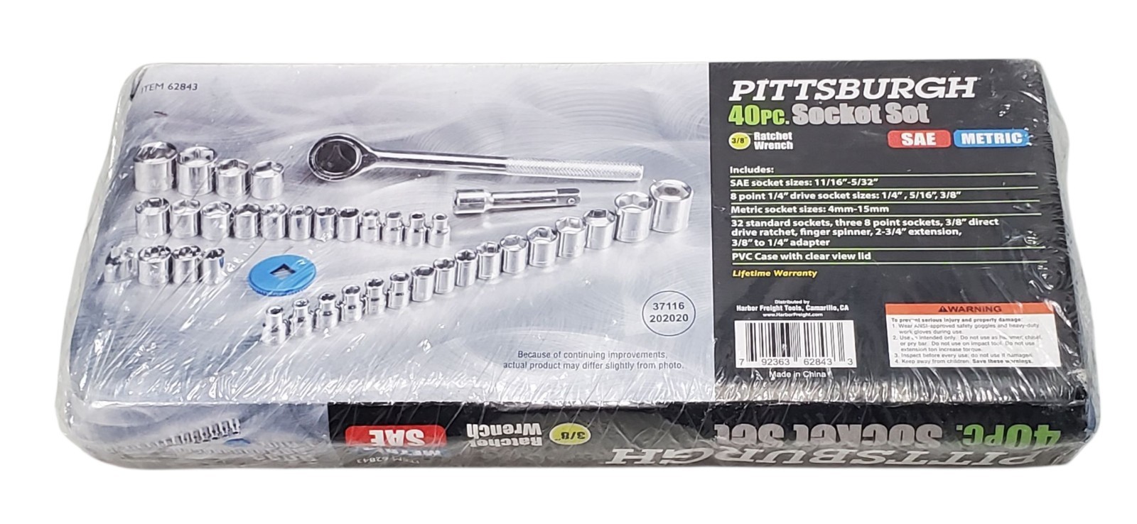 Socket Set, 40-Piece, 3/8 in., 1/4 in., Drive SAE and Metric