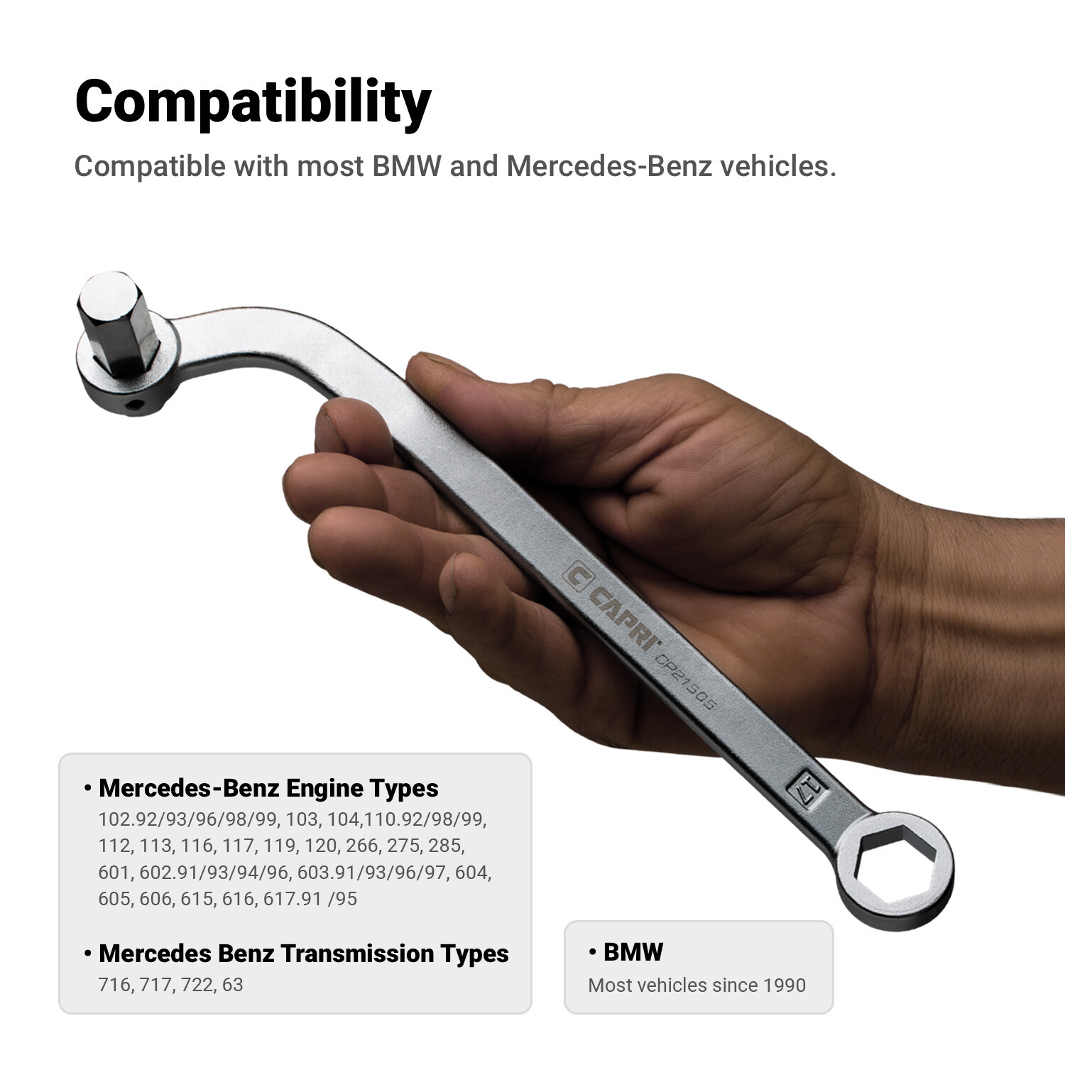 Capri Tools Oil Drain Plug Wrench, Compatible with most BMW and Mercedes-Benz