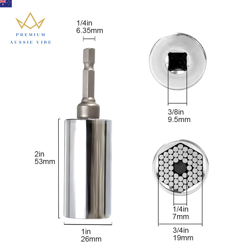 Universal Socket Wrench Head Set Sleeve Gadget 7-19Mm Power Drill Adapter Spanne