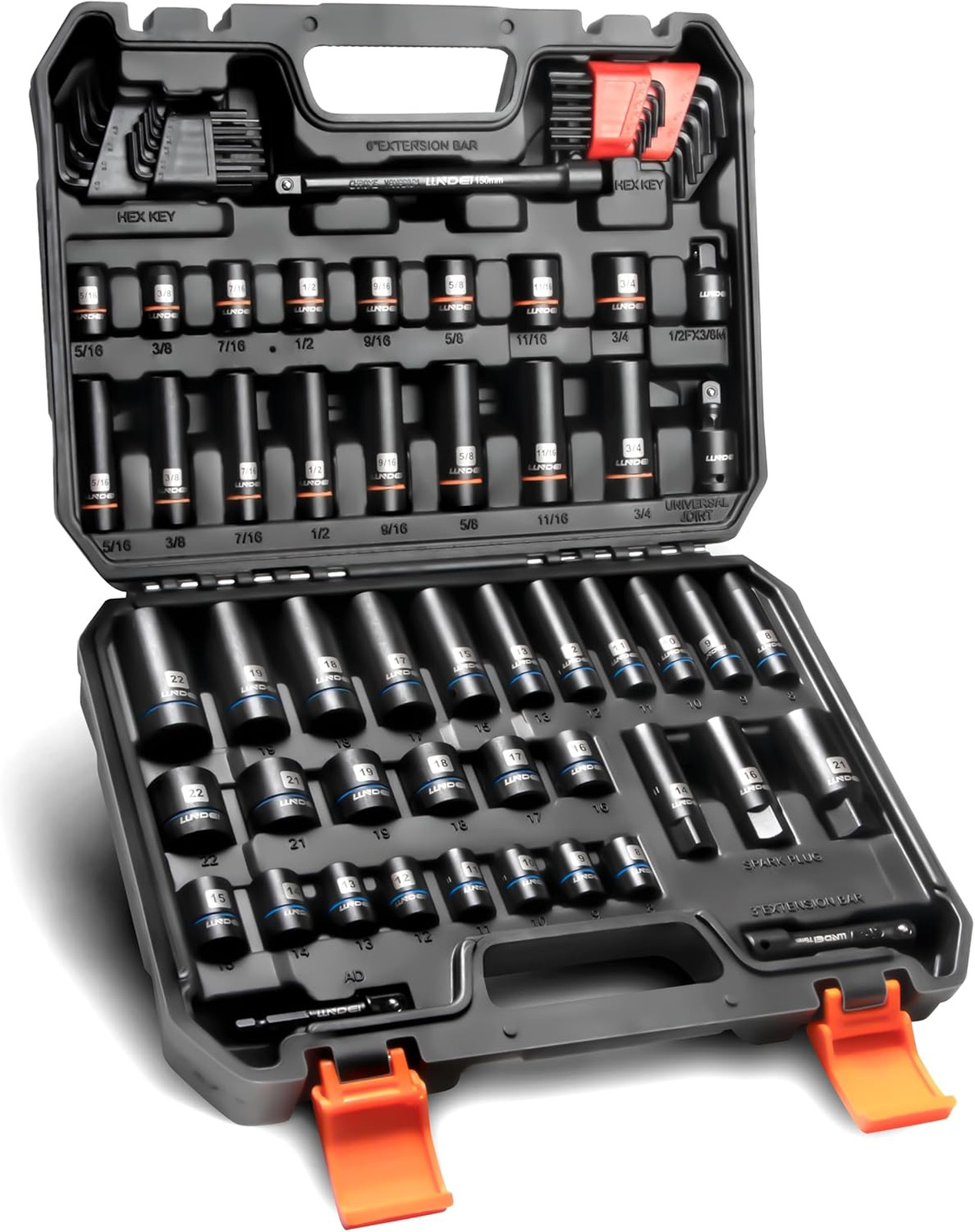 3/8 Inch Drive Socket Set 71 Piece SAE Metric Deep Shallow CR-V Extension