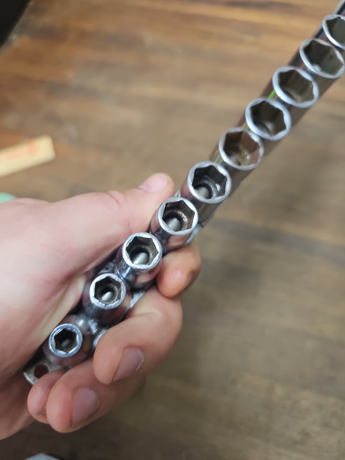F76- Snap-On [FS081-FS281] 11-Pc. 1/4″-7/8″ 3/8″-Dr 6-Point Shallow Socket Set
