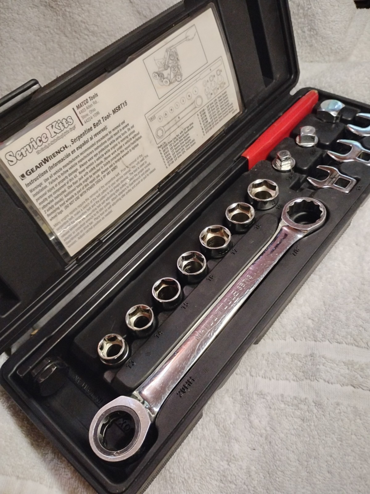 Matco Tools MSBT15 Serpentine Belt Tool Kit With Case