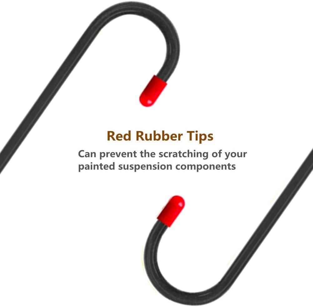 2 PCS Brake Caliper Hanger Hooks with Red Rubber Tips, Auto Black