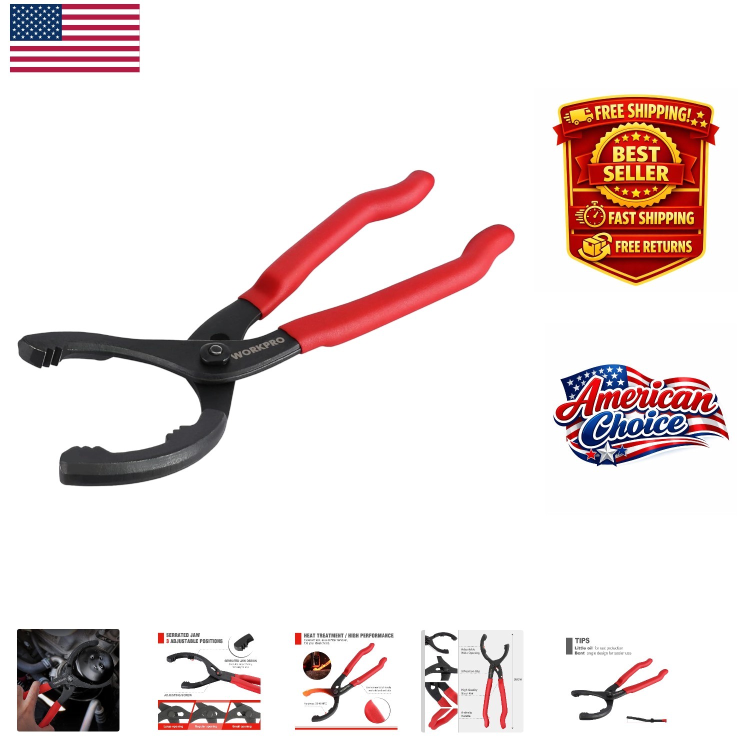High Carbon Steel 12″ Oil Filter Pliers – Perfect for Small Spaces & Durability