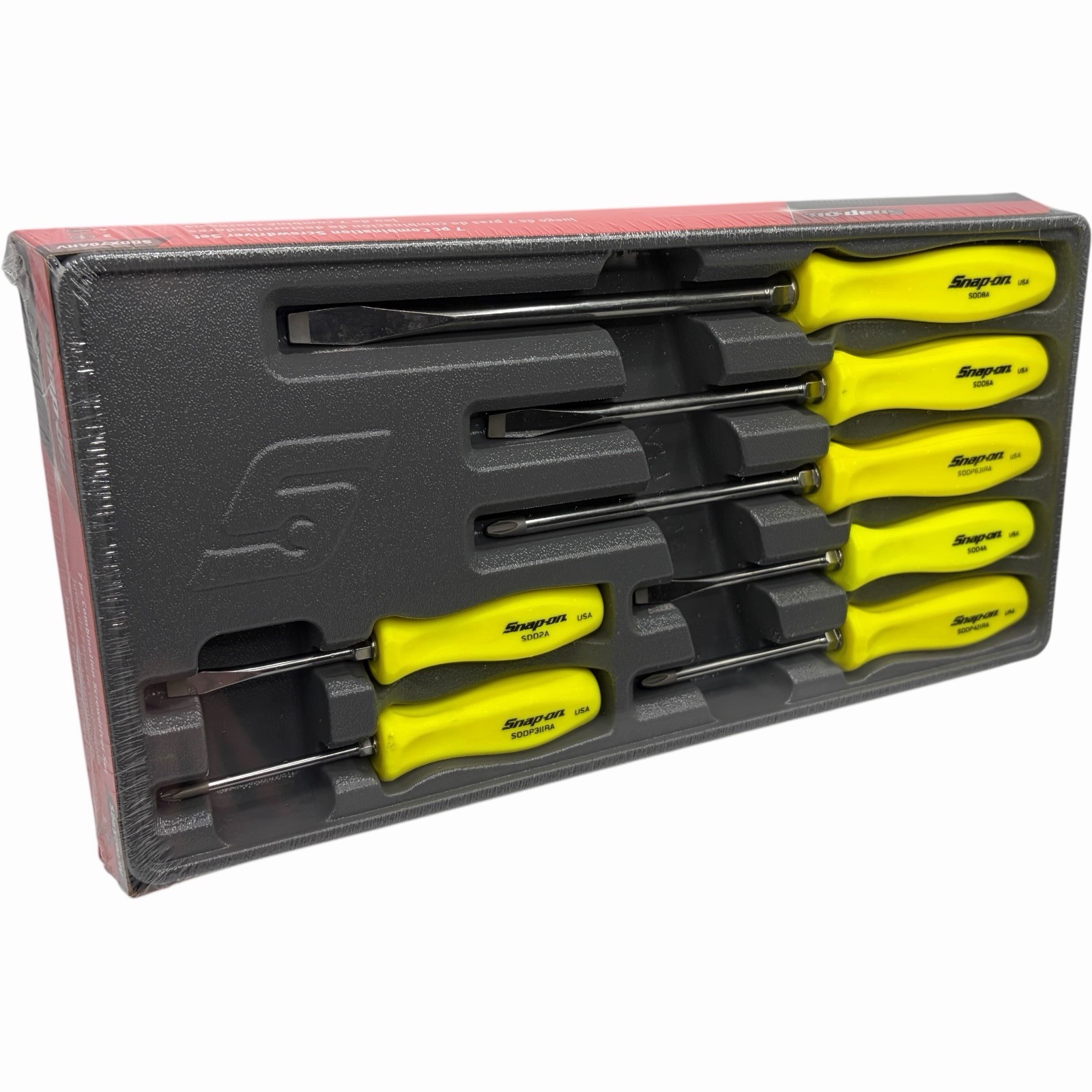 Snap On Tools High Vis Yellow Hard Handle Combination Screwdriver Set SDDX70AHV