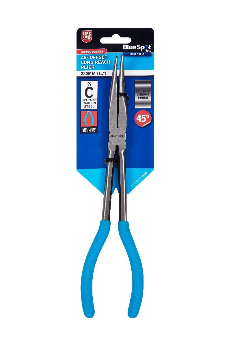 Blue Spot Tools 280mm Long Reach 45° Offset Plier Soft Grip Handle