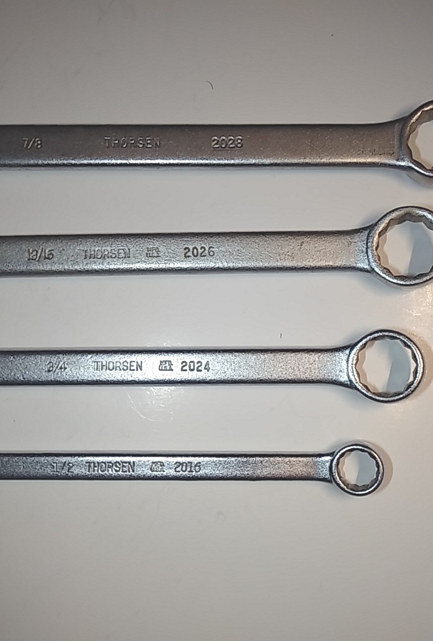 Vintage THORSEN Combination Wrench 4pc Set Made USA