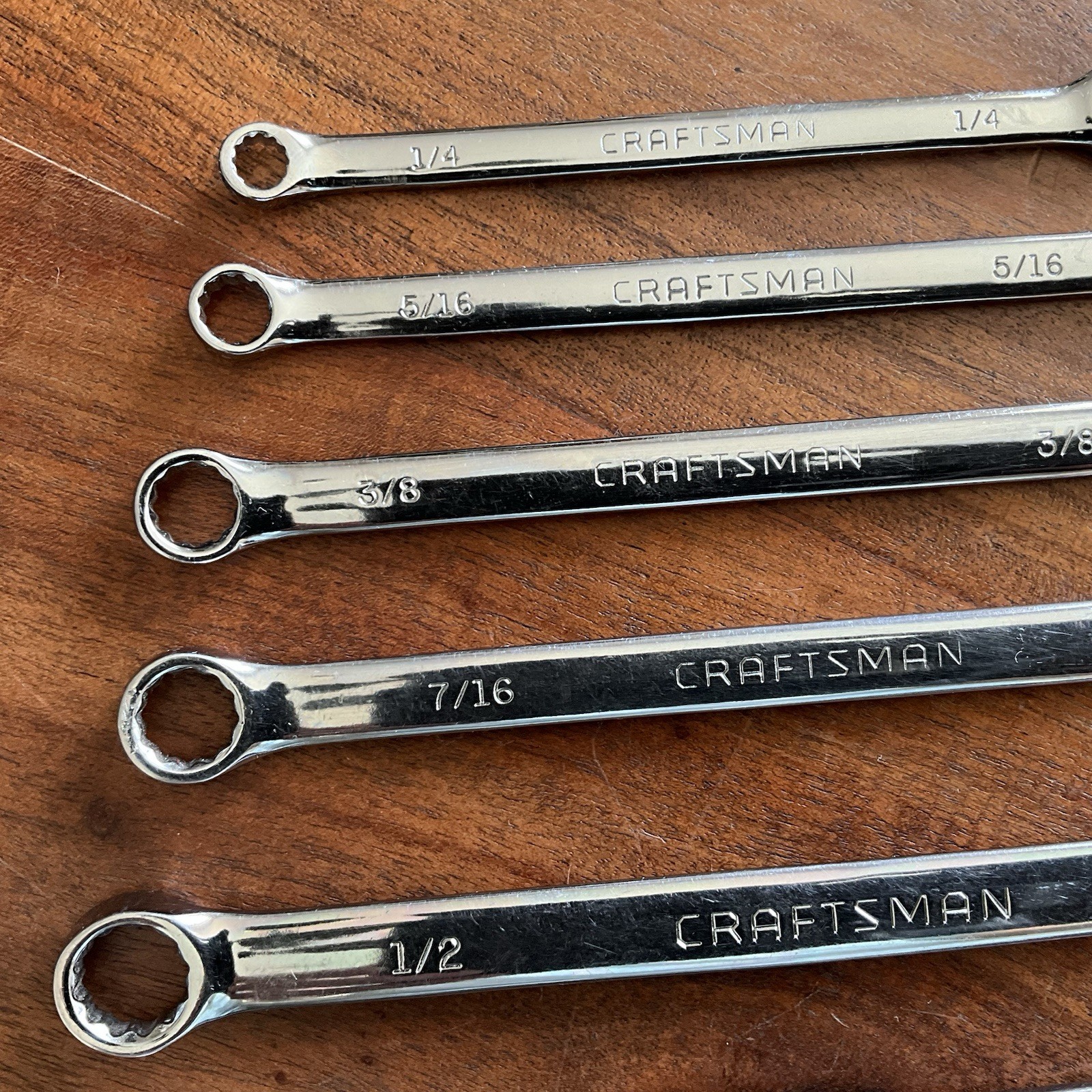 Craftsman 9 pc Combination Wrench Set D-AD 1/4″ to 3/4″ Polished Chrome 12 pt