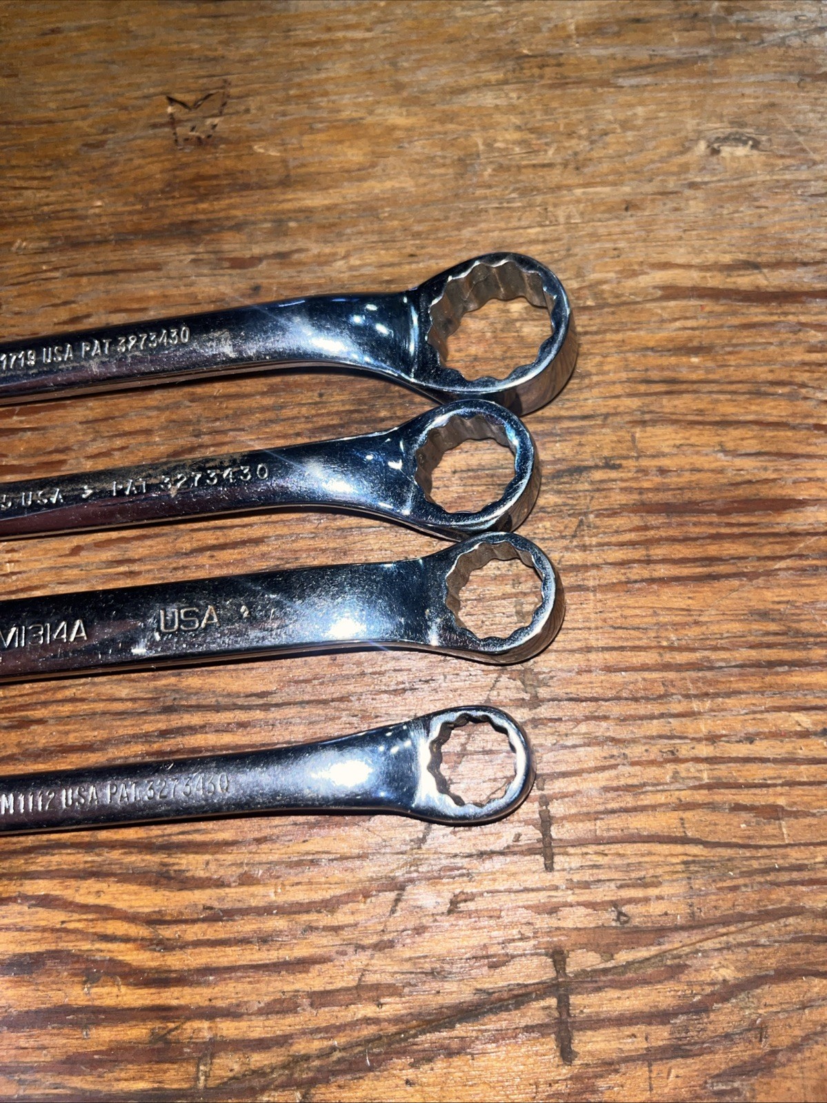 4pc SNAP-ON BOX ENDED OFFSET 12PT METRIC WRENCH SET «VINTAGE » USA Xsm 11-19mm