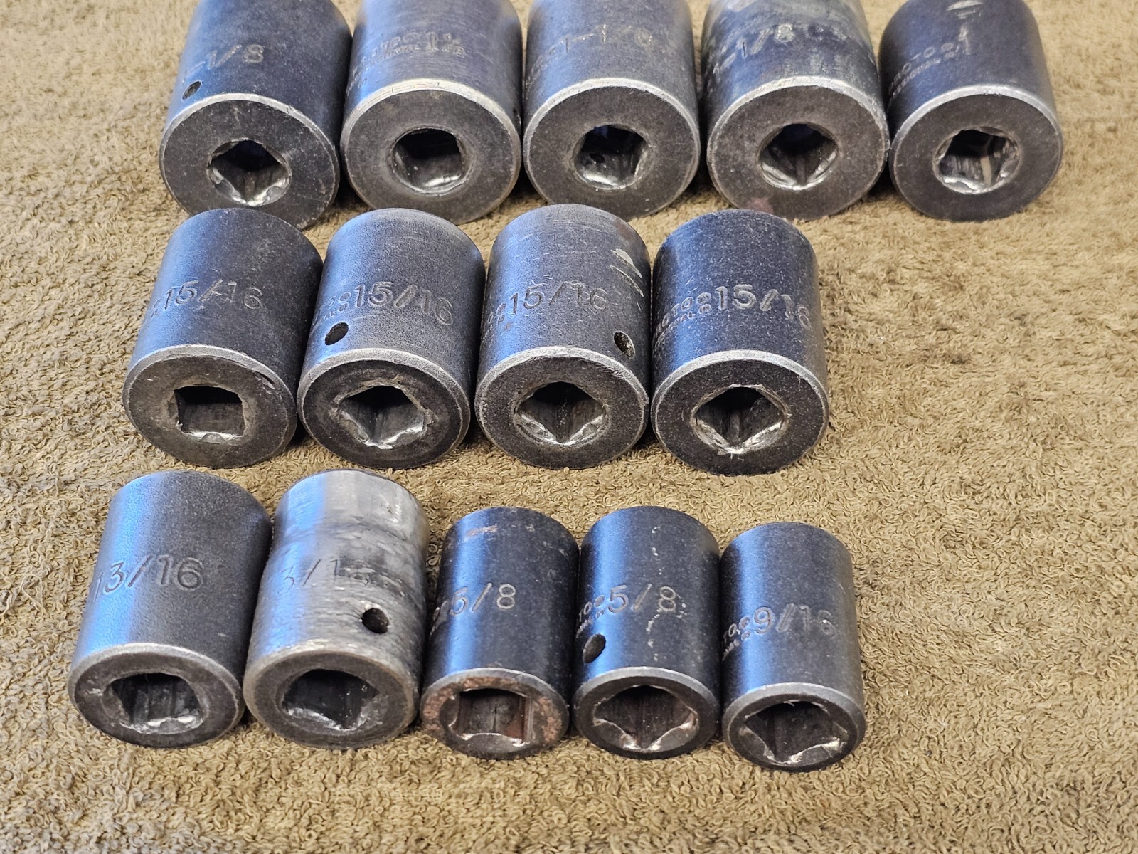 14 Proto Professional Impact Socket Set 1/2″ Drive 1-1/8″ 1 5/8 7436H SAE USA