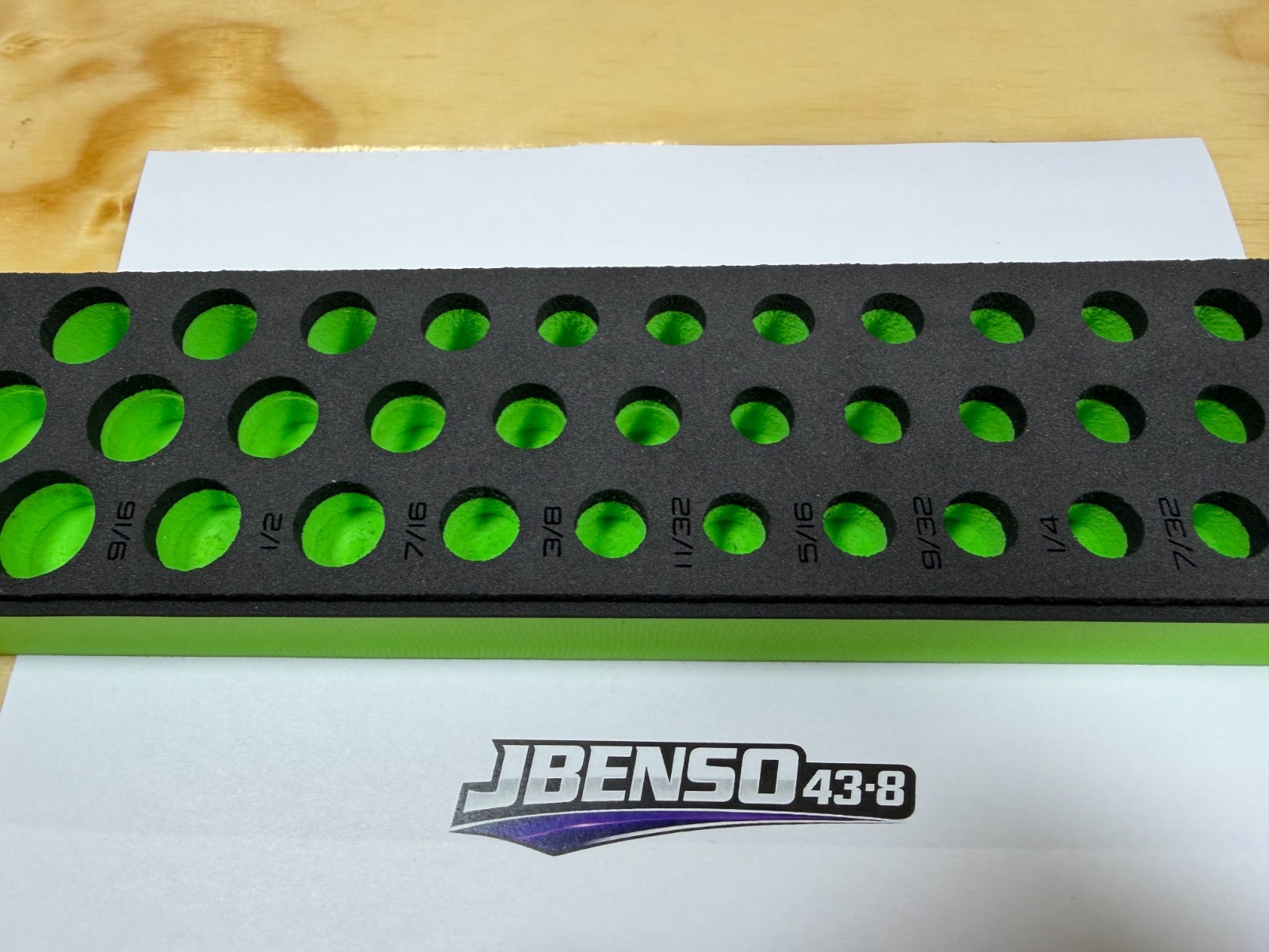 Snap-on Tools GREEN FOAM ORGANIZER For 39pc 1/4″ Drive SAE Socket Set FMS002BG