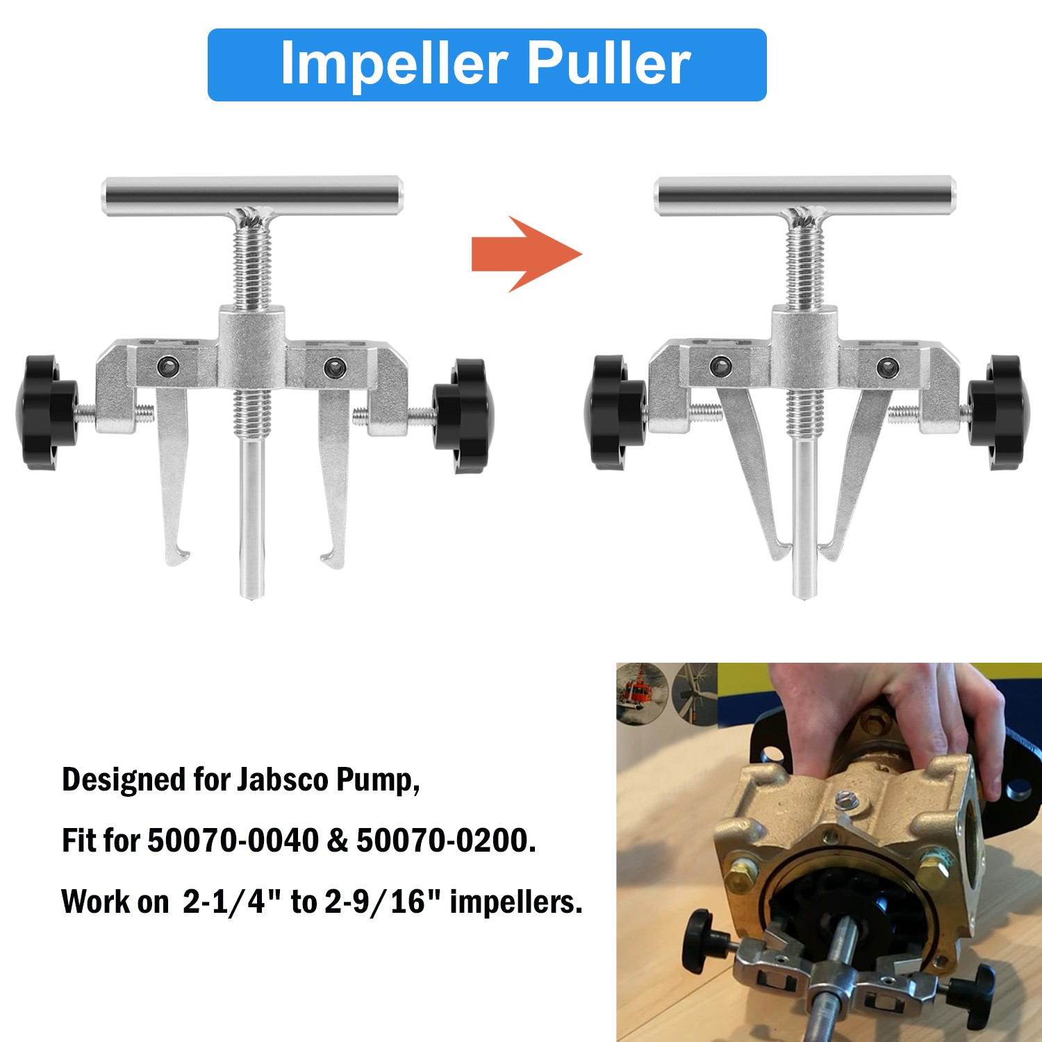 660040-1 Impeller Puller Removal for Jabsco Pump Impellers 2-1/4″ to 2-9/16″