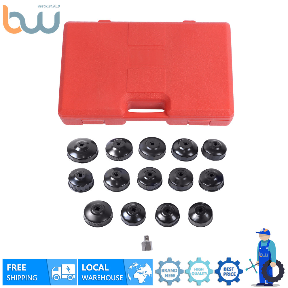 14Pccs Cup Type Oil Filter Cap Wrench Socket Removal Tool Set 65-14F to 100-15F