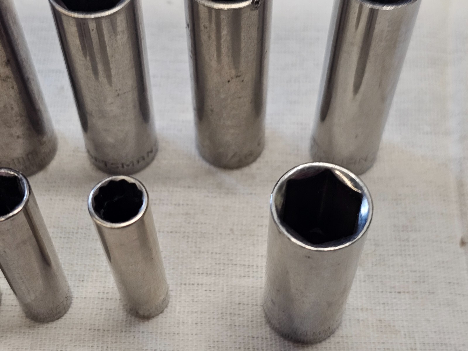 15 Craftsman Deep Well Sae Metric Socket Set 1/4 3/8 Drive 10 14 16mm 5/8 V G G1