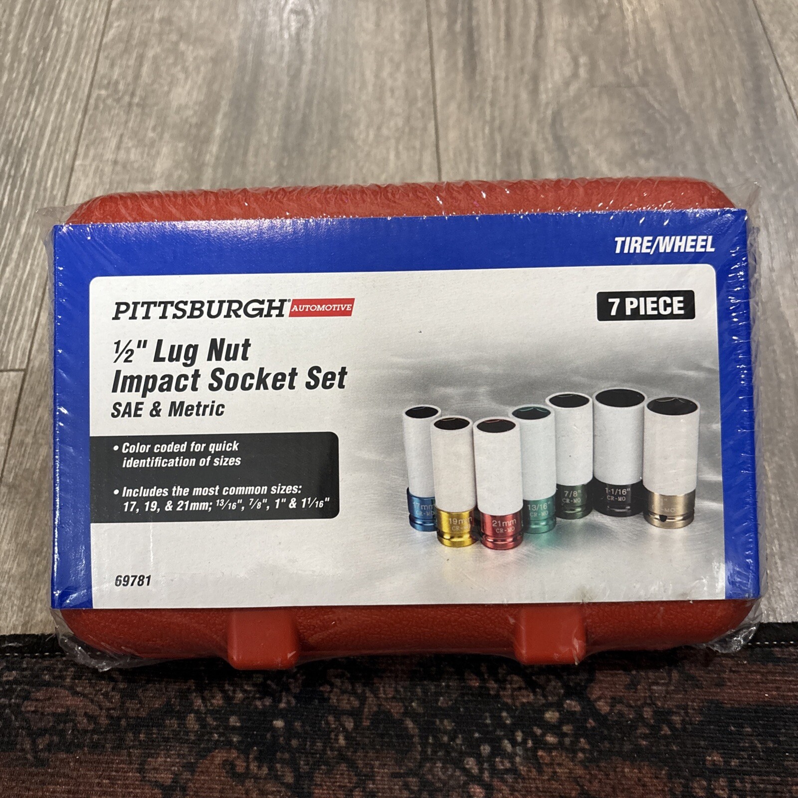 NEW SEALED PITTSBURGH 1/2″ LUG NUT IMPACT SOCKET SET SAE METRIC TIRE/WHEEL 7 PCS