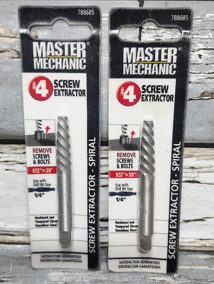 NEW Master Mechanic #4 Spiral Screw Extractors Lot Of 2