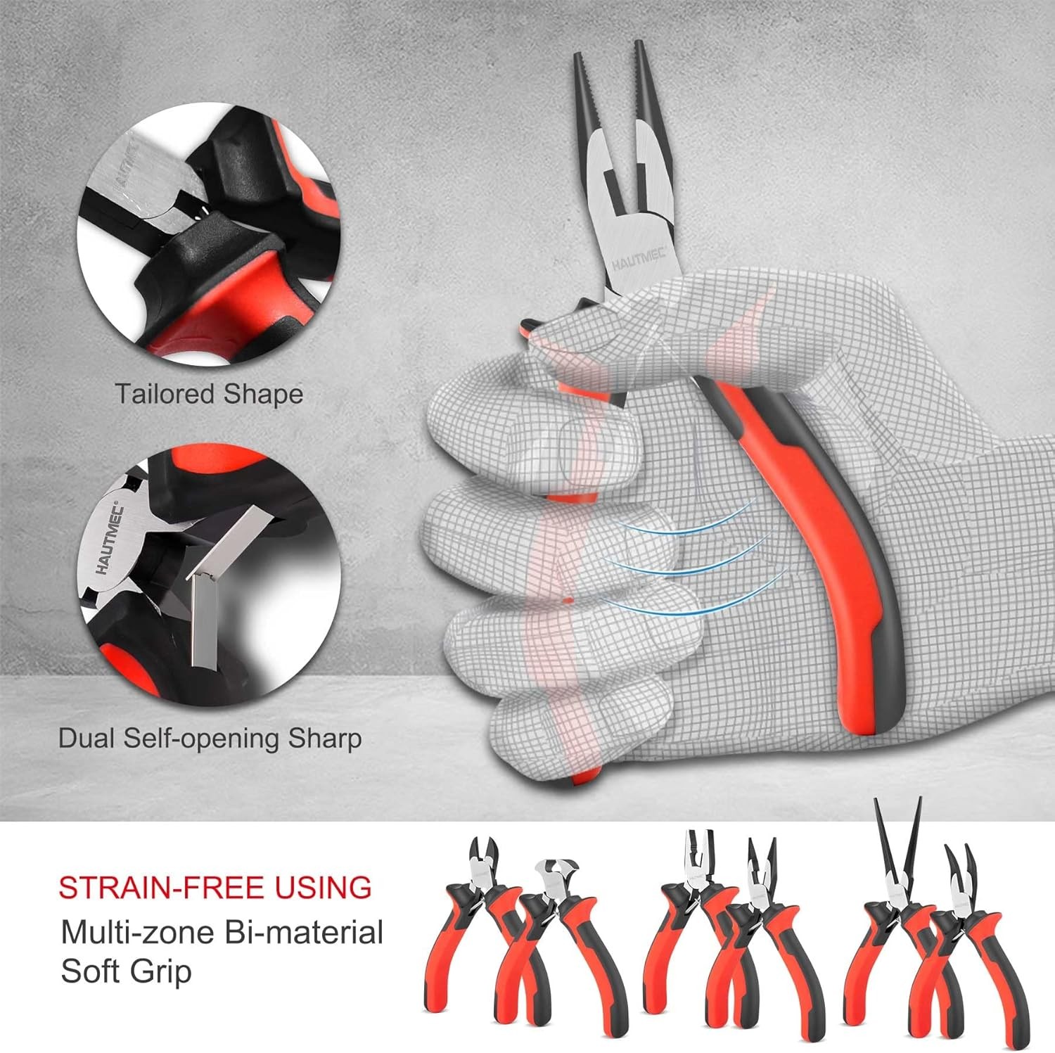HAUTMEC 6PCS Mini Pliers Set High Leverage Multi Small Metallic Finish