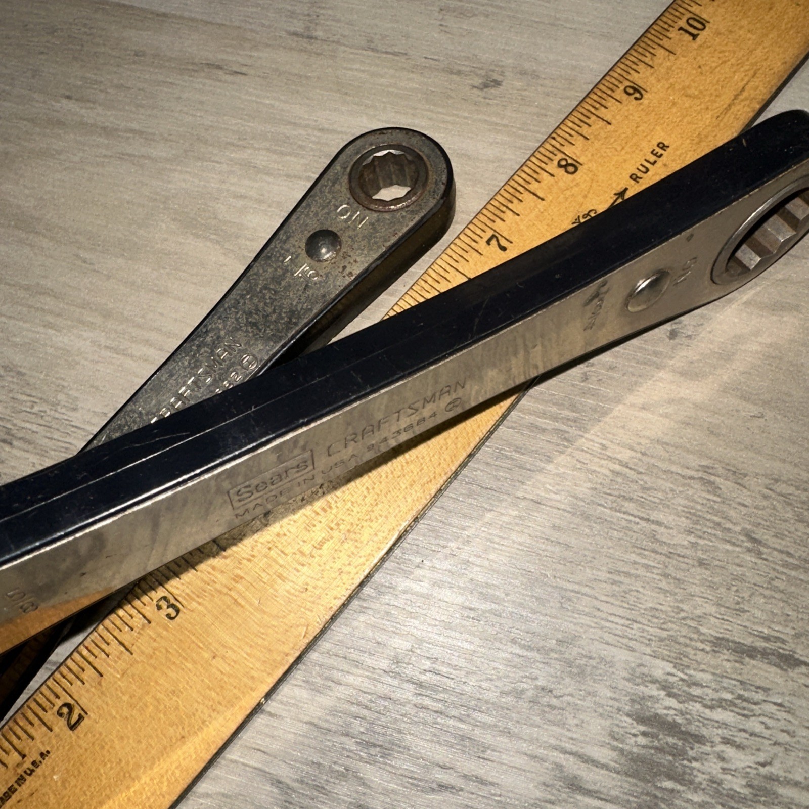 2 Craftsman Ratcheting Box End Wrenches 43684 43682 5/8 x 3/4 & 3/8 X 7/16