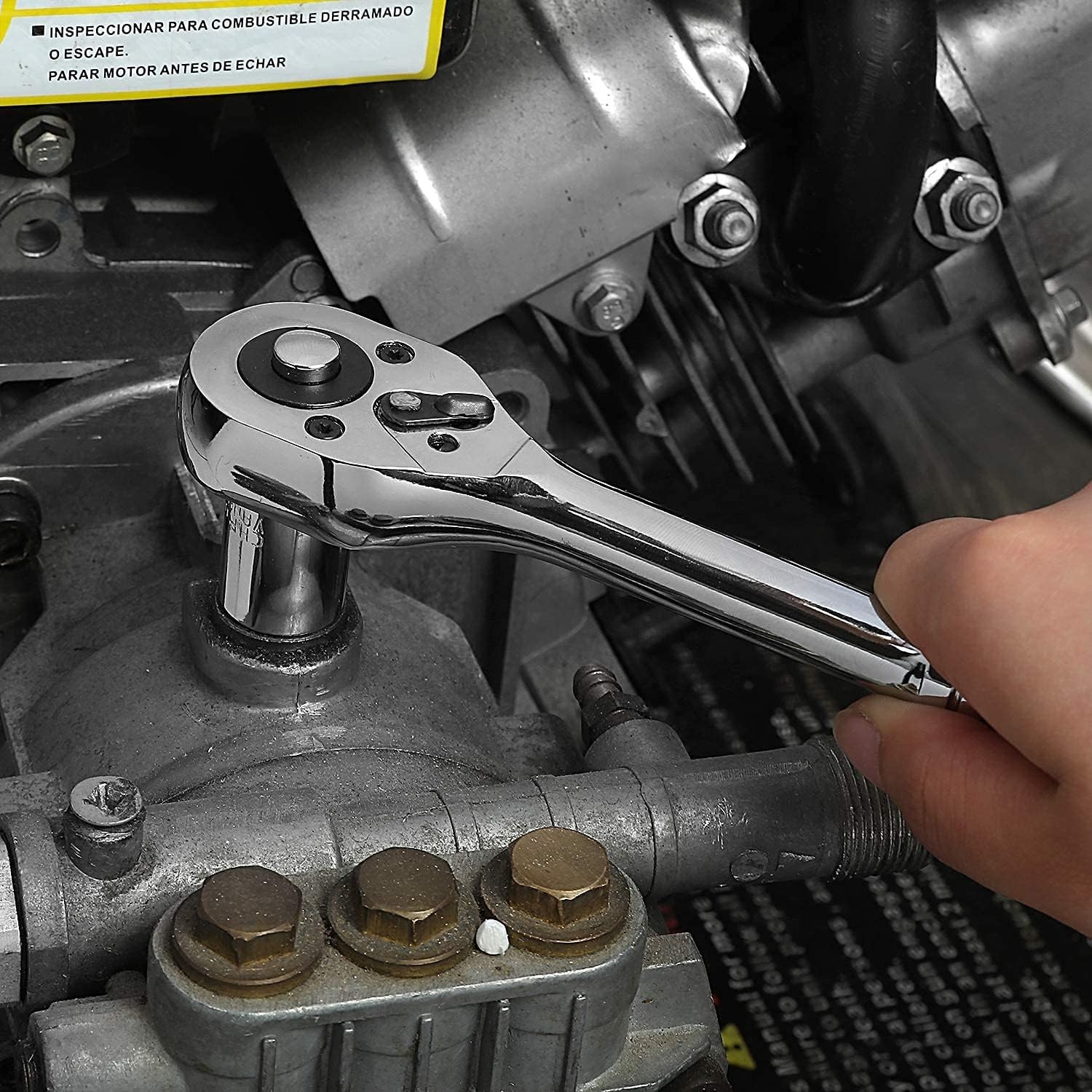 39 Pcs Drive Socket Set 1/4»3/8», CR-V Metric and Imperial with Ratchet Wrench