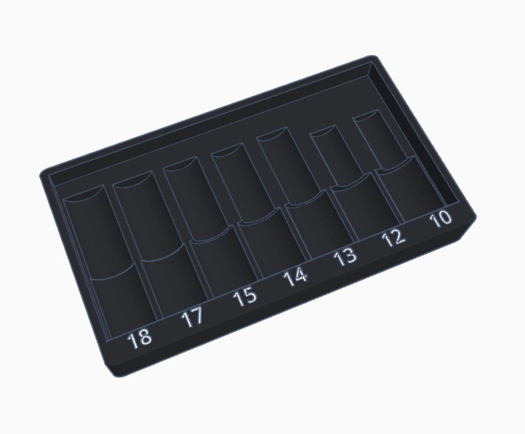 Tray compactible with Snap On 3/8″ Metric Semi Deep Impact Swivel Socket Set