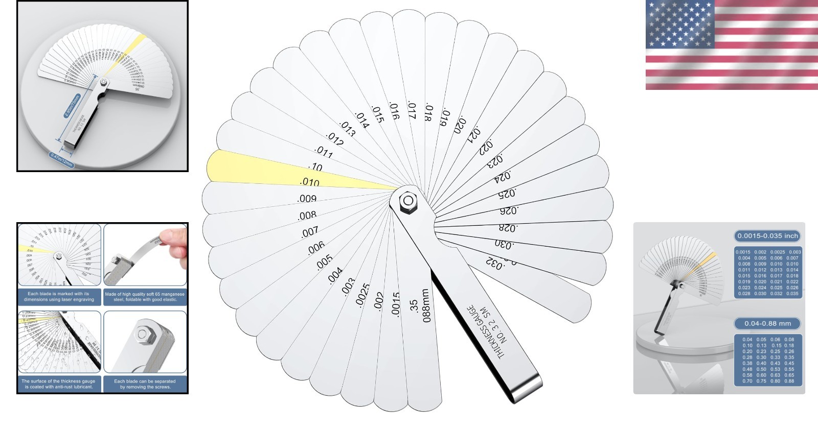 32 Blades Precision Stainless Steel Feeler Gauge for Accurate Measurements