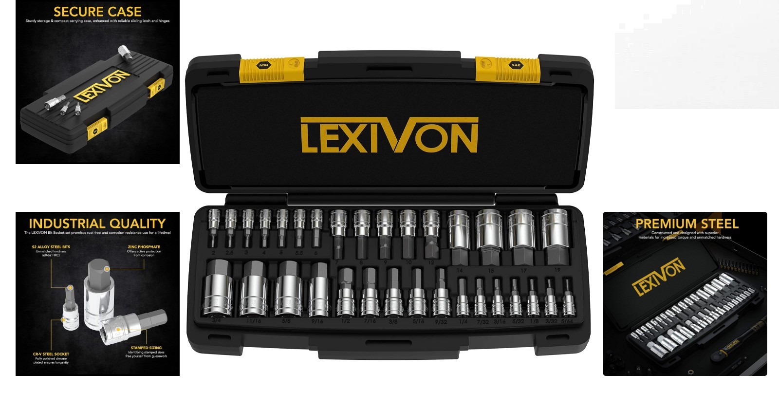 32-Piece Master HEX Bit Socket Set in S2 Alloy Steel with Storage Case