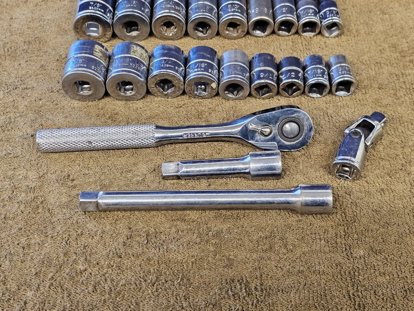 Urrea Socket Ratchet Extension Set 3/8″ 7/8 13/16 3/4 11/16 5/8 9/16 1/2 7/16″