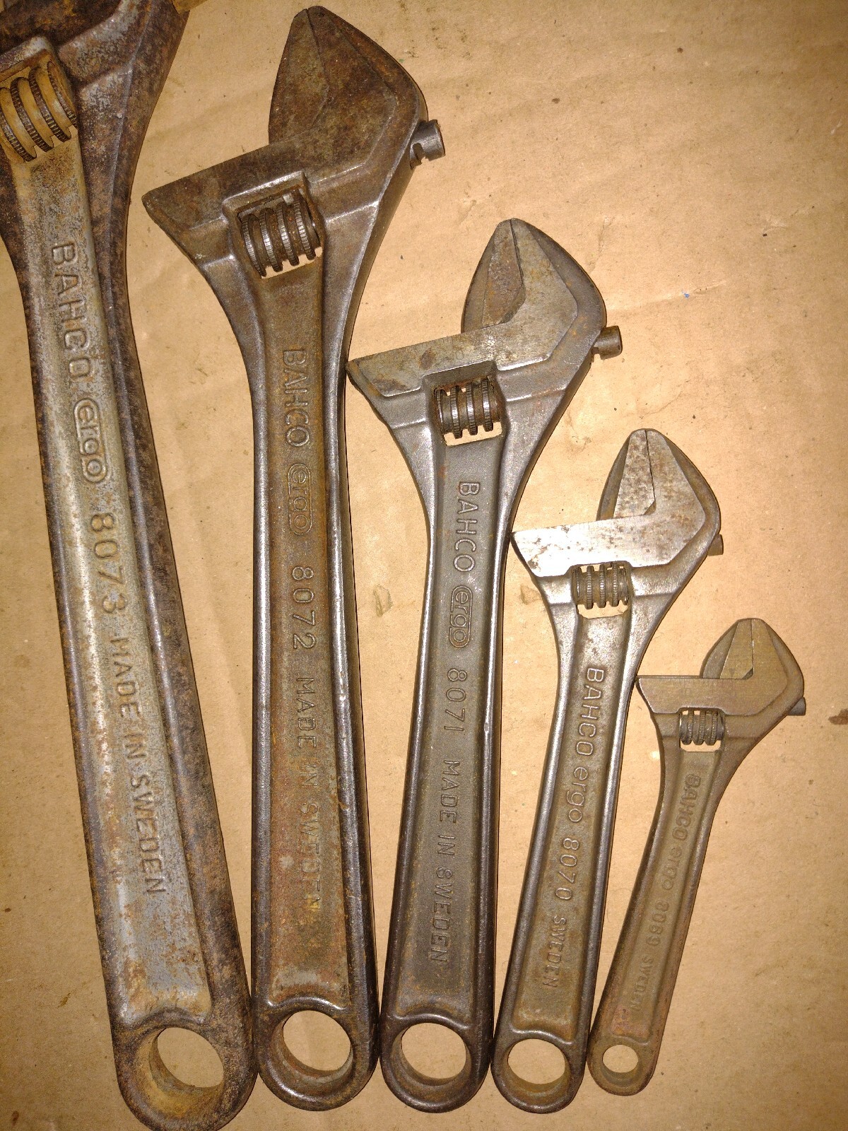BAHCO ergo ADJUSTABLE WRENCHES-SIZES;12″ &10″ & 8″ & 6″ & 4″ MADE IN SWEDEN