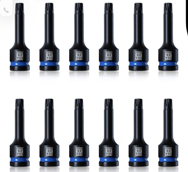 toolant Torx T55 Impact Bit Socket Set 12pcs,1/2″ S2 Steel Air Drive Star