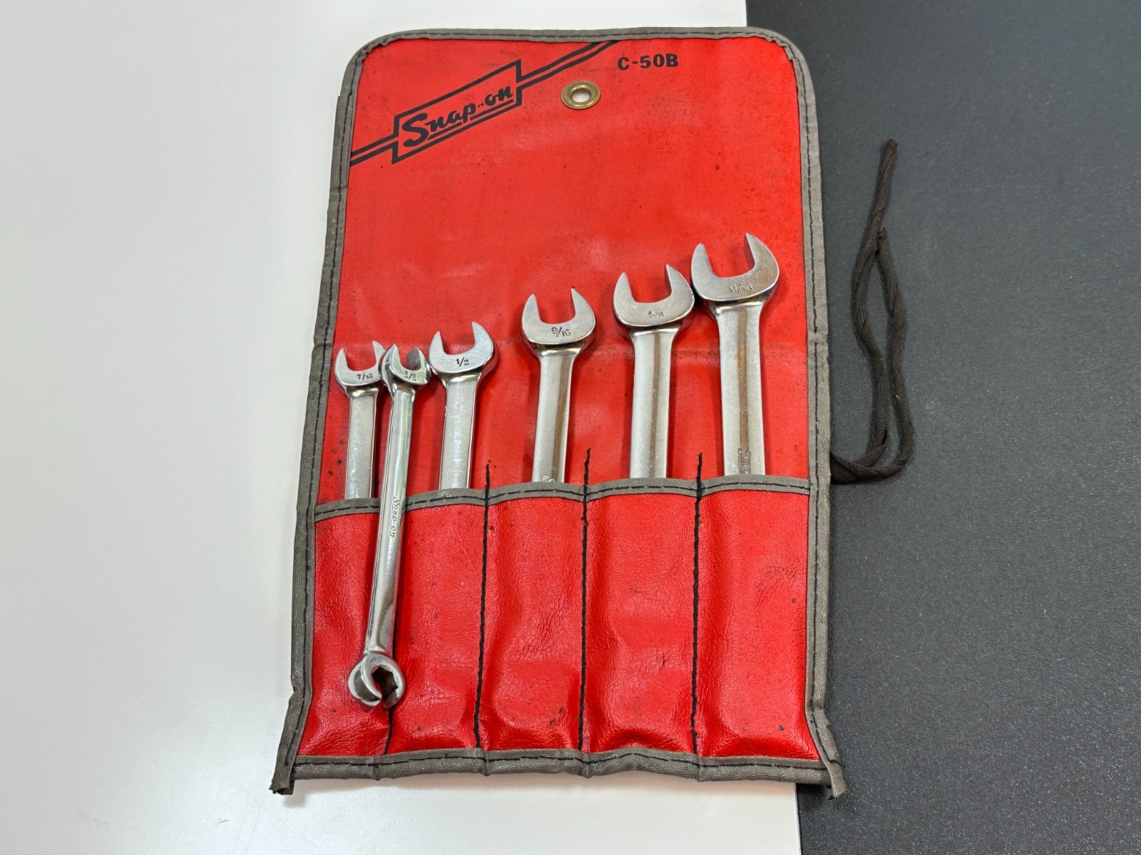 Snap-on Tools USA 6pc SAE 3/8-11/16” Open-End/Flare Nut Wrench Set, C50B RXS605