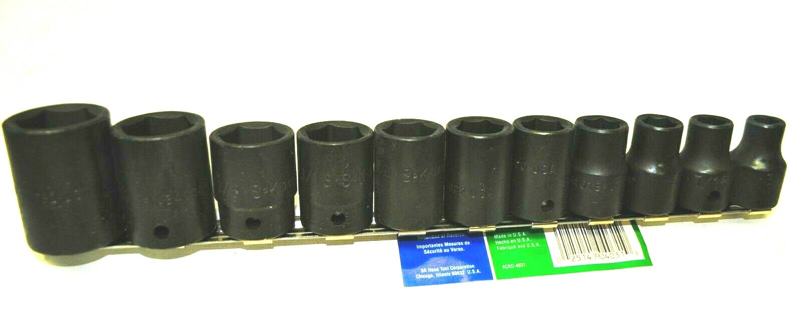 SK 4031 1/2″ DR 11 PCS STANDARD IMPACT SOCKET 3/8″ TO 1″ SAE INCH MADE IN USA