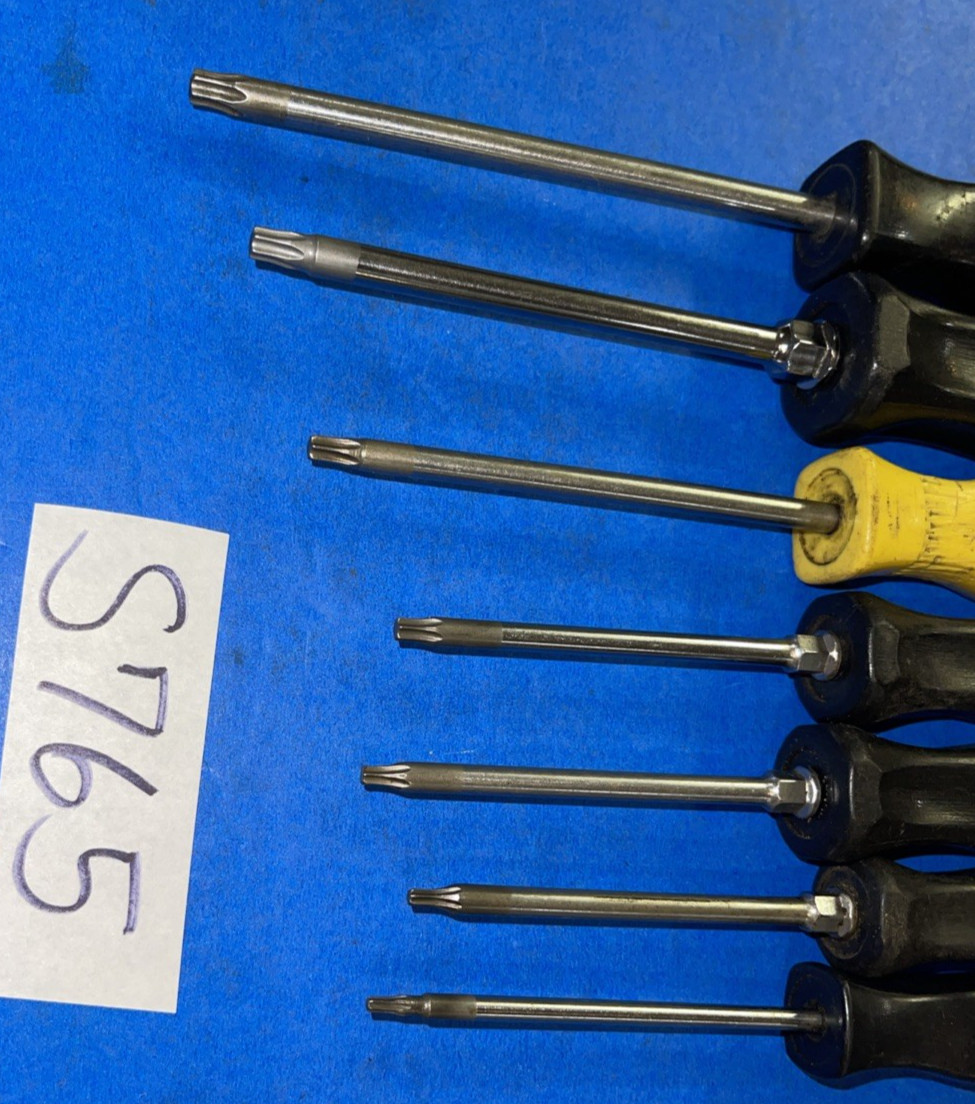 SNAP-ON TOOLS 7 PIECE TORX SCREWDRIVER SET BLACK & YELLOW HANDLE T8-T30