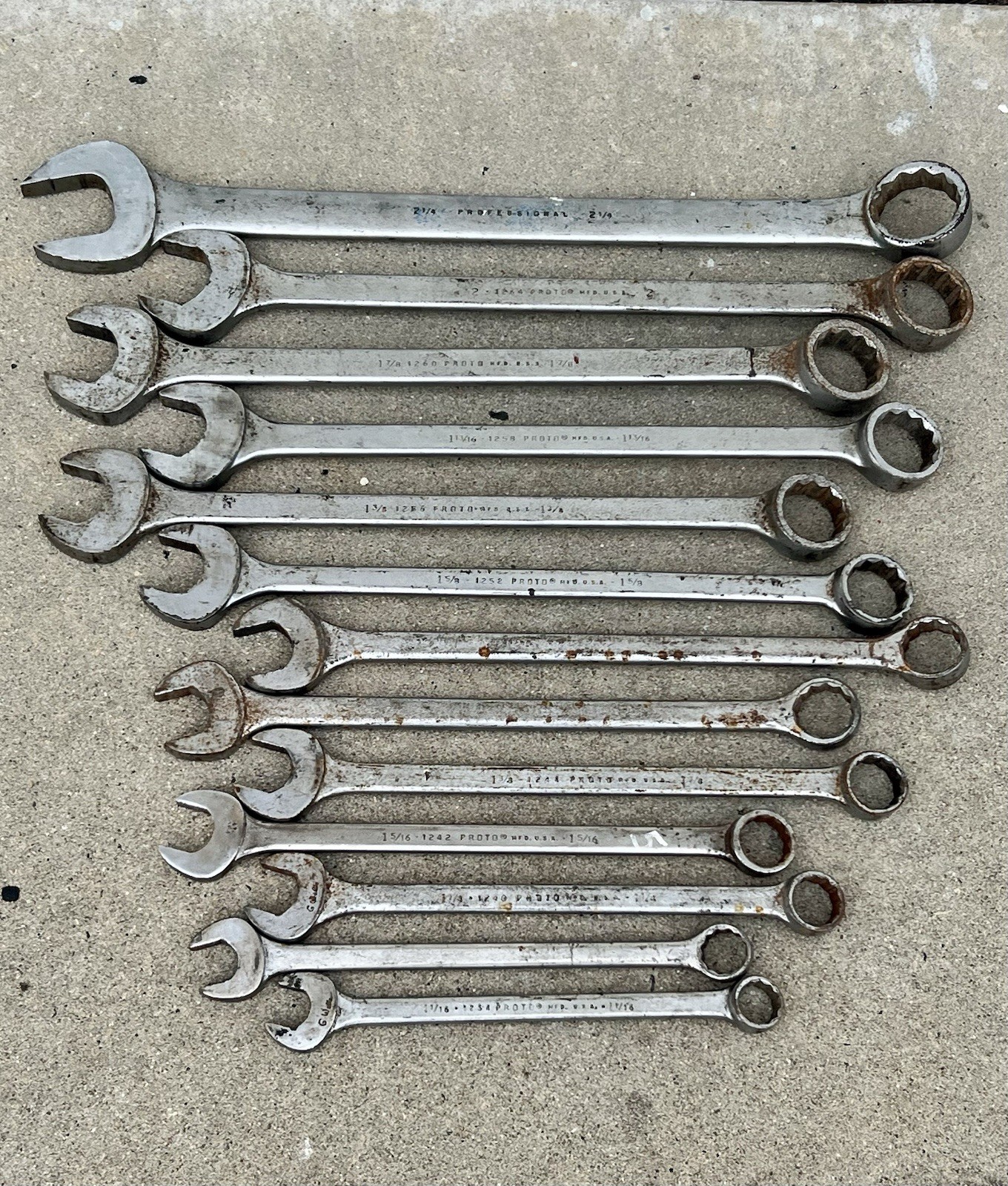 13-Proto USA Professional Jumbo Wrenches SAE Large Sizes from 1-1/16”-2-1/4”