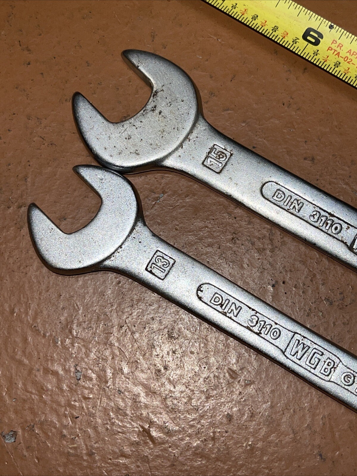 Vintage WGB 12 X 13 MM & 14 X 15 MM Metric Open End Wrench Set West Germany