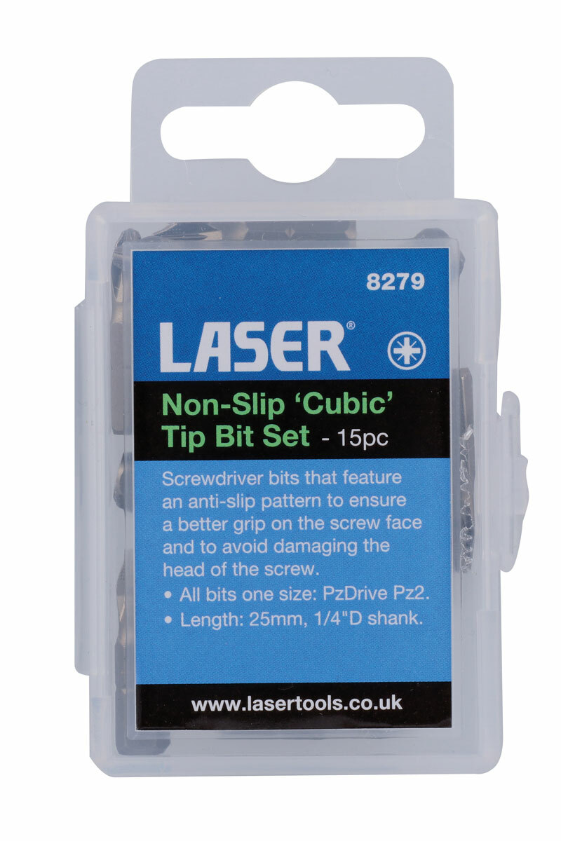 Laser 8279 15 Piece Pz2 Non Slip Cubic Tip