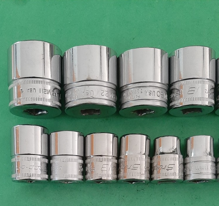 Snap-on Tools Metric 6pt Point 3/8″ Drive Chrome Shallow Socket Set 6mm to 22mm