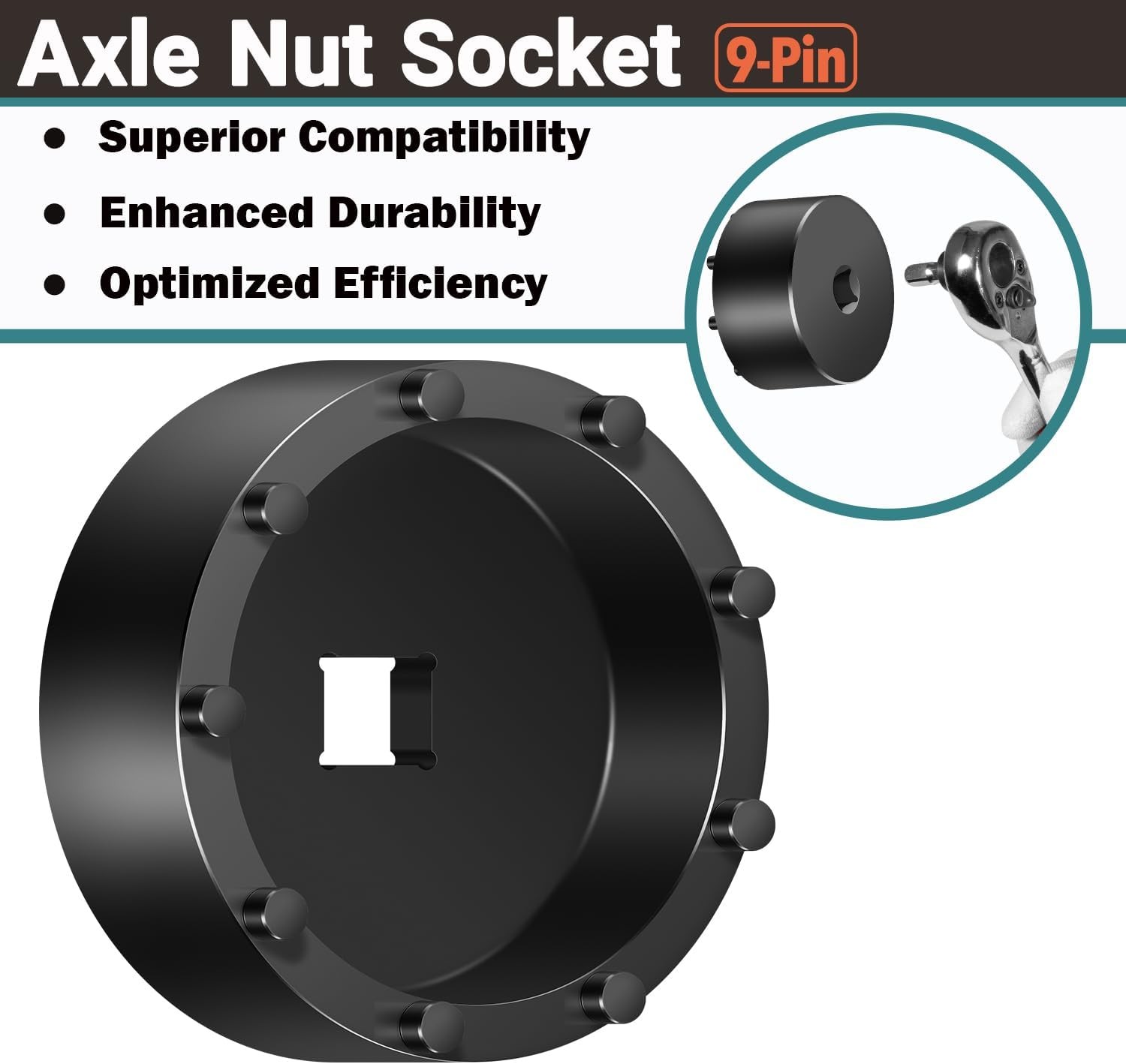 31510 9-Pin Rear Axle Nut Socket-1/2″Drive for 2020+GM Silverado/Sierra2500/3500