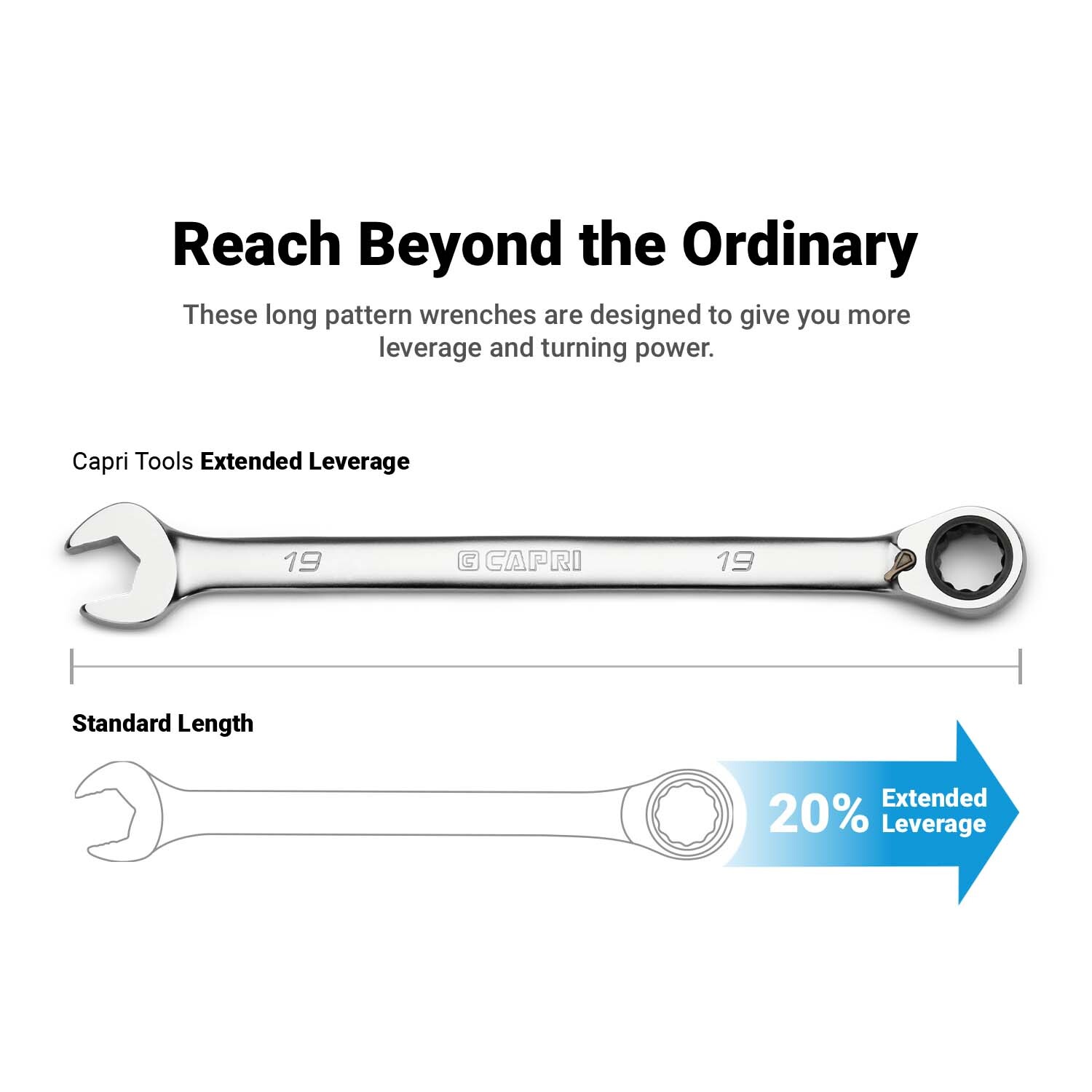 Capri Tools 120-Tooth Ultra-Smooth Reversible Ratcheting Combination Wrench
