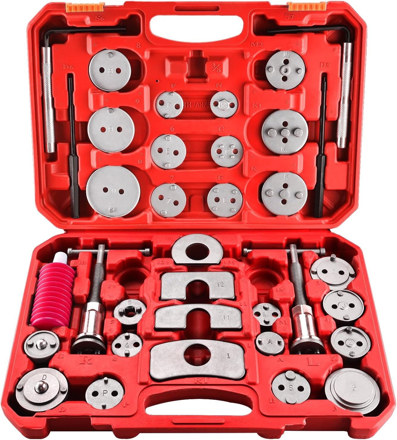 35PCS Heavy Duty Disc Brake Piston Caliper Compressor Rewind Tool w/ 24 Adapters
