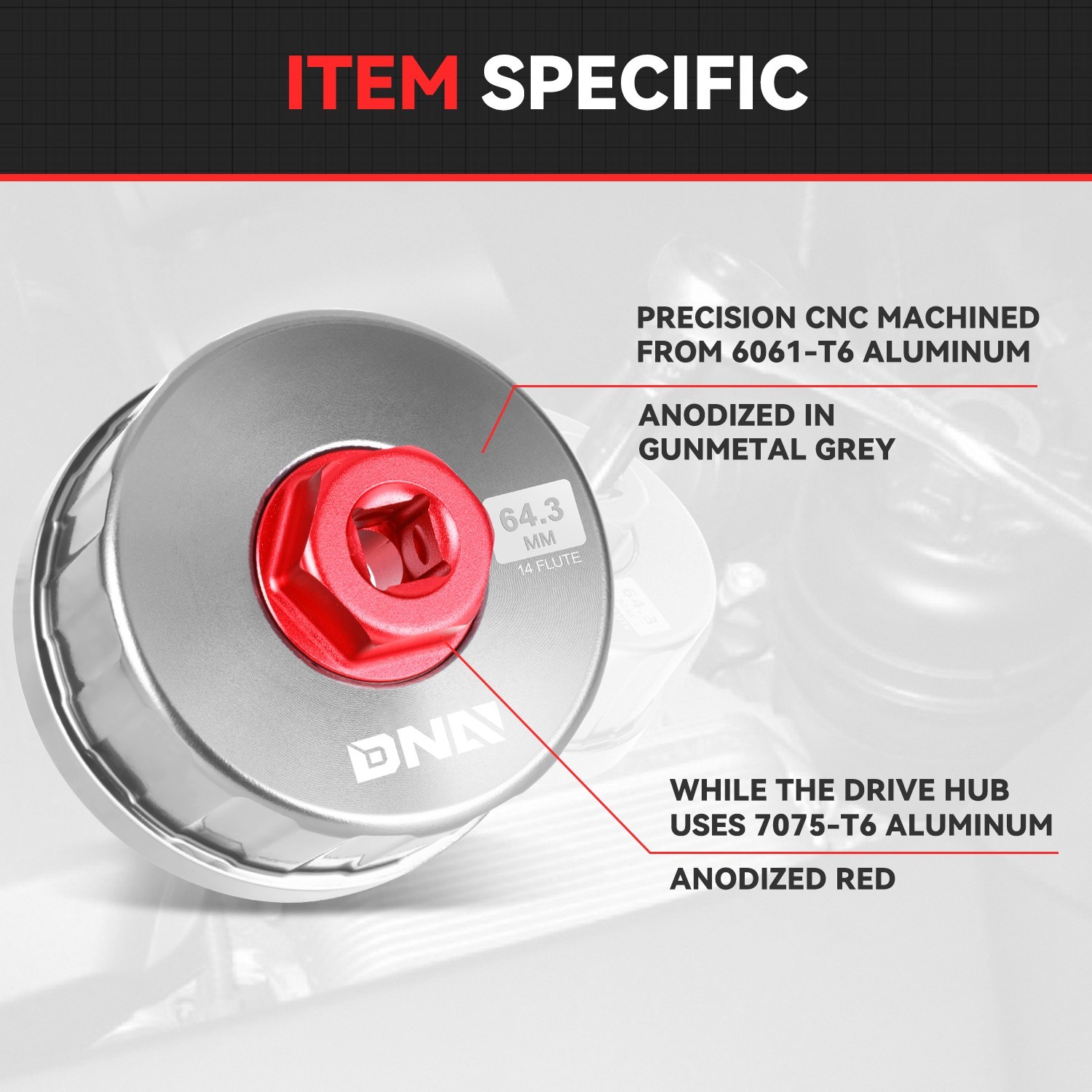 64.3MM 14 Flute Oil Filter Wrench For Toyota Lexus Scion 1.8L 2.5L-5.7L Engines