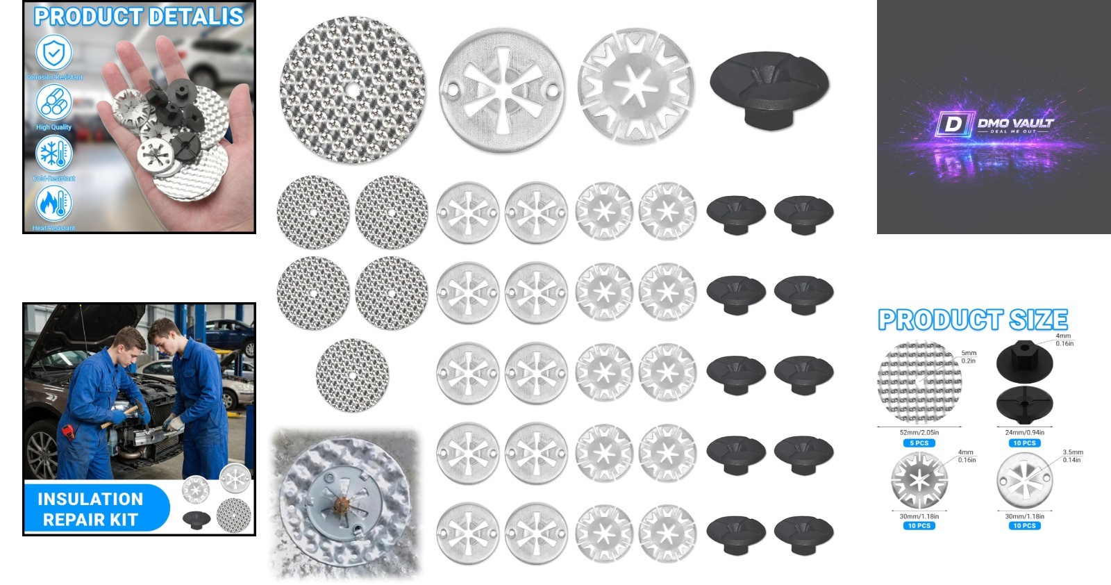 35-Pcs Exhaust Heat Shield Repair Kit – Durable Manganese Steel for Cars